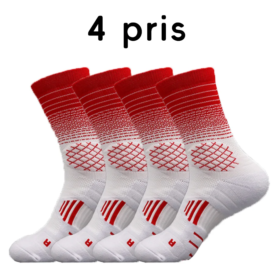 4 pairs Men\'s High Tube Professional Practical Basketball Socks Contrast towel bottom thickened shock absorption Women football