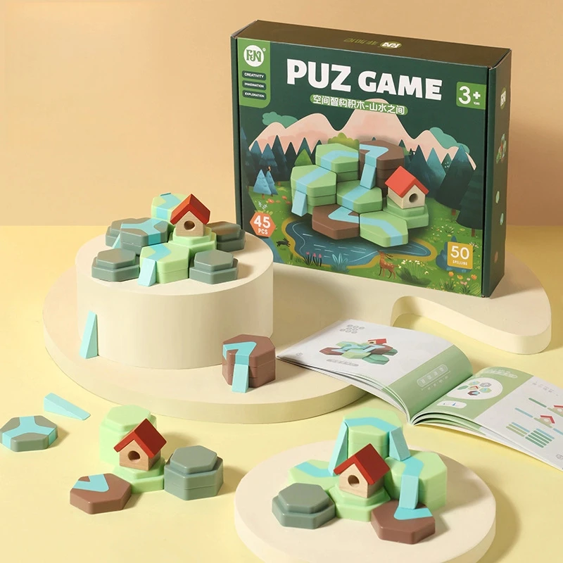 Houten Multi-Vorm STEM Blokken Grote Graan Set Gratis Bouw 3D Puzzel Stapelstenen Milieuvriendelijke Montessori Ruimtelijk Speelgoed Cadeau