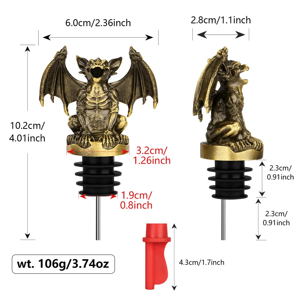 Gargoyle Decorated 2-in-1 Wine Mouth Bottle Stopper Universal Wine Bottle Pour Spouts Home Restaurant Bar Accessory Gift