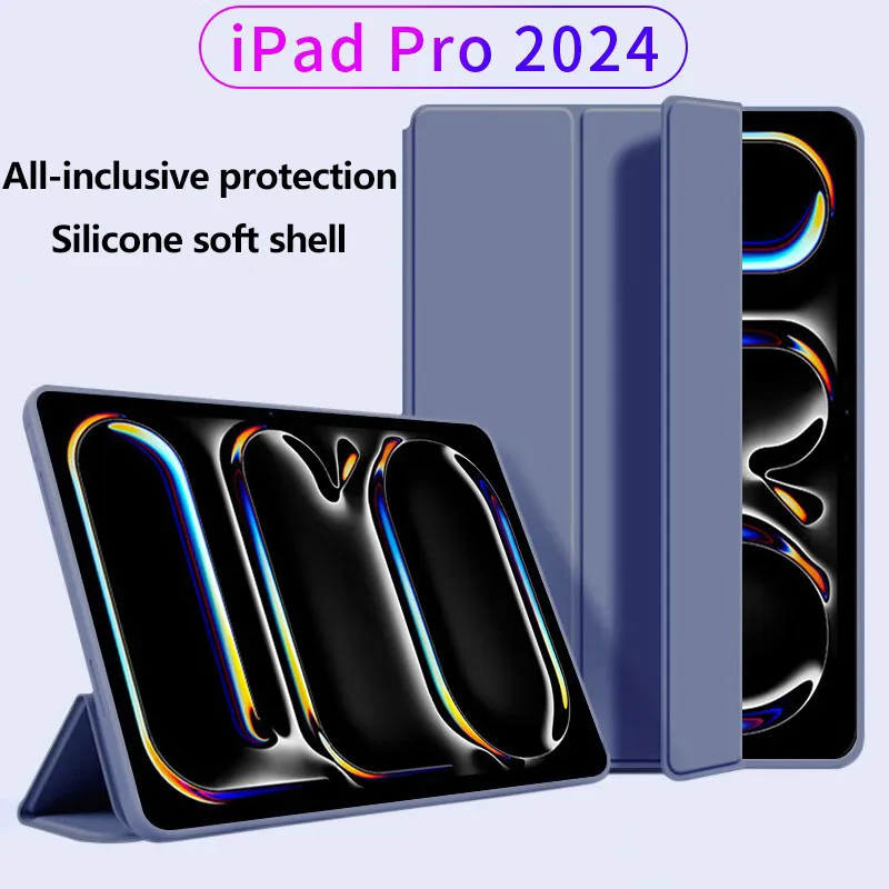 Auto Sleep Wake Soft PU Leather Silicone Case For iPad Pro 13 2024 7th Pro11 Air 11 6 5 4 3 2 1 10th 10.2 9.7 Mini 6 5 4 3 2 1