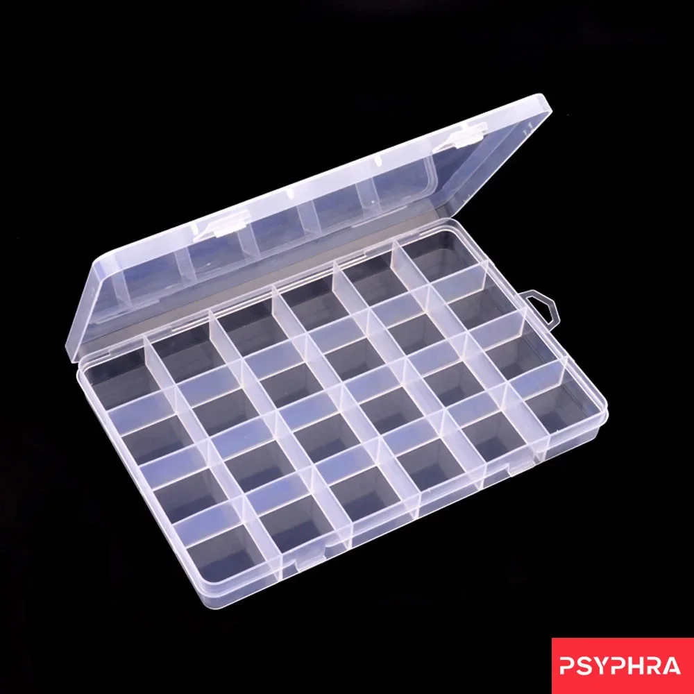 24 Slots Plastic Storage Jewelry Box Compartment Adjustable Container For Bead Earring Box For Jewelry Rectangle Box 13.5x19.5cm