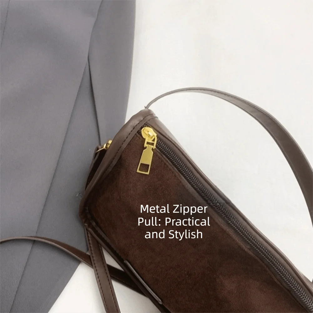 Elegant Faux Suede Leather Shoulder Bag Adjustable Strap Solid Color Crossbody Bag Lightweight Pillow Bag Ladies Handbag