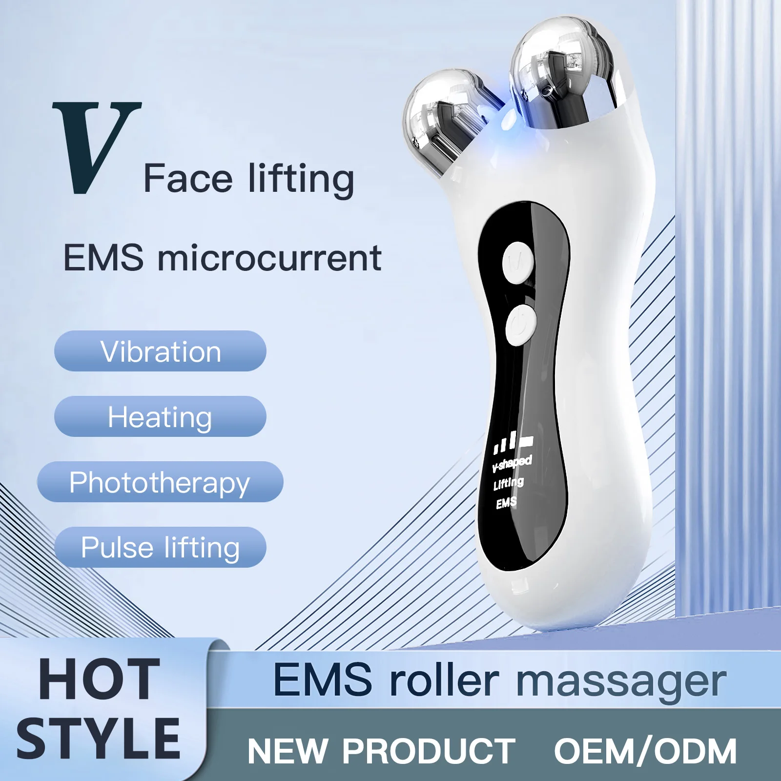 EMS Microcurrent Weight Loss Face Slimming Lifting Wrinkle Removal Anti Aging Roller Massager