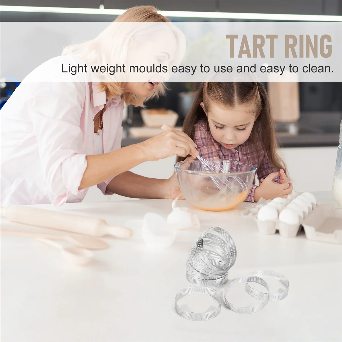 8 Stück Edelstahl-Torten ring, hitze beständiger perforierter Kuchen-Mousse-Ring runde doppelt gerollte Torten ring Metall form 10cm