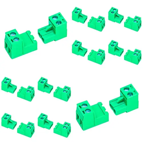 

15 Set 5.08mm 2 Pin Male & Female Phoenix Type Connector No Soldering Green PCB Screw Terminal Block 2 Pole