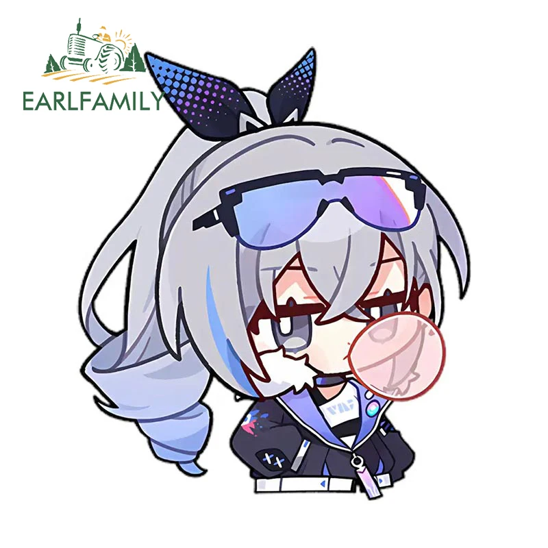

EARLFAMILY 13cm x 11.3cm Chibi Silver Wolf Bubblegum Car Sticker Honkai Star Rail Peeker Decal JDM Car Racing Graffiti Stickers