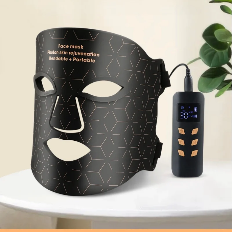 LED-Maske 4 Farben 240 Lampen perlen Silikon material Infrarot für Gesicht und Hals Rotlicht maske Rotlicht therapie Infrarot-Therapie