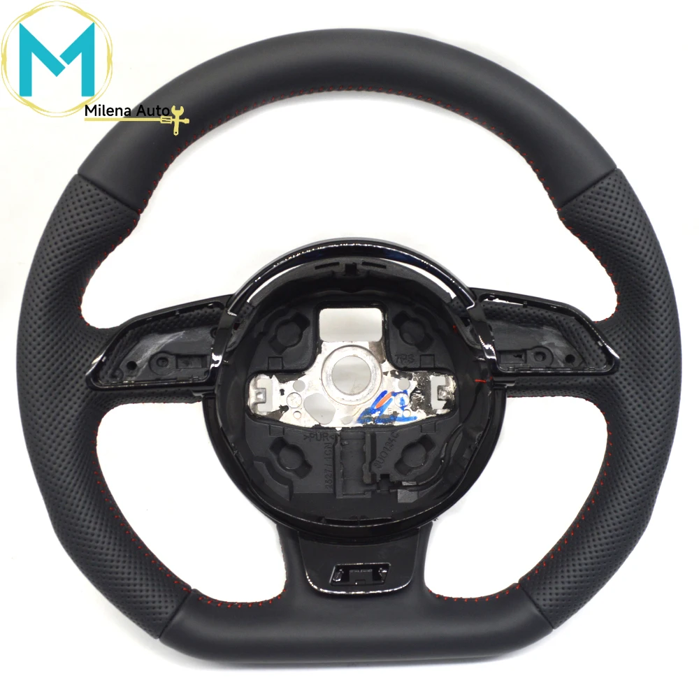 

For Audi A4B8 Semi Perforated Red Wire Multifunction Steering Wheel Without Paddles And Logo Without Buttons