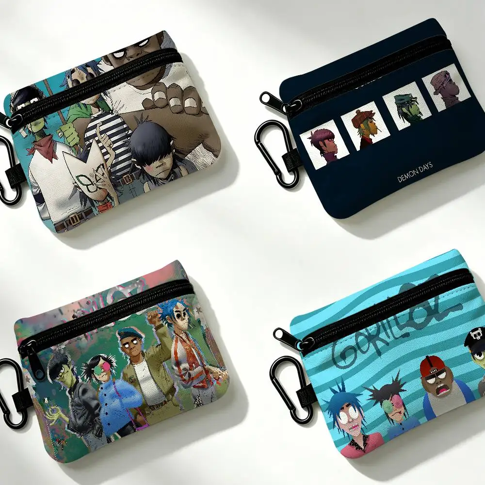 Music Cool Band G-gorillaz Mini Hanging Oxford Cloth Coin Bag Durable Zipper Key Card Pouch With Carabiner