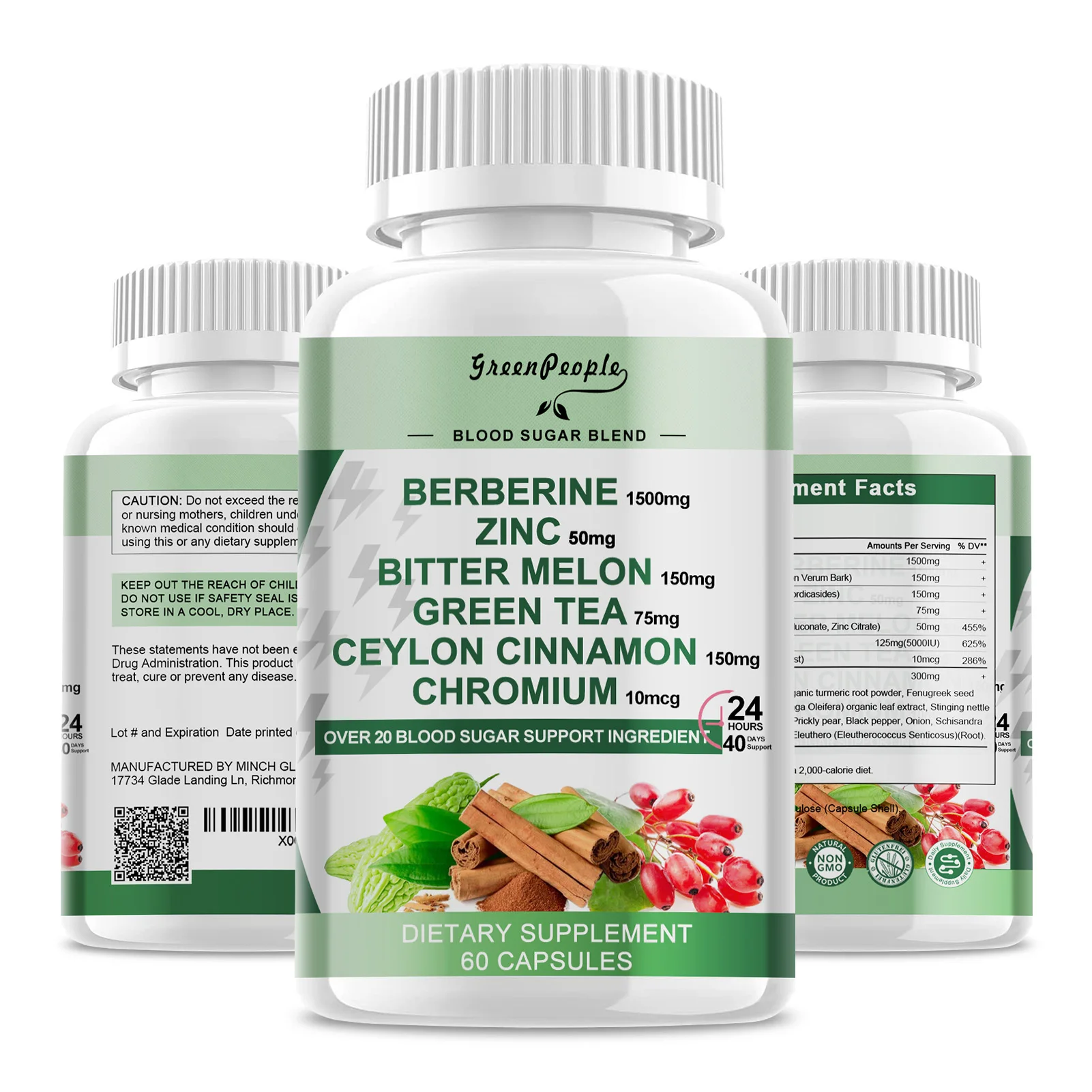 1500mg Berberine Capsules with vitamin D (5000IU) Supports Immune System increases fat burning & lowers blood cholesterol