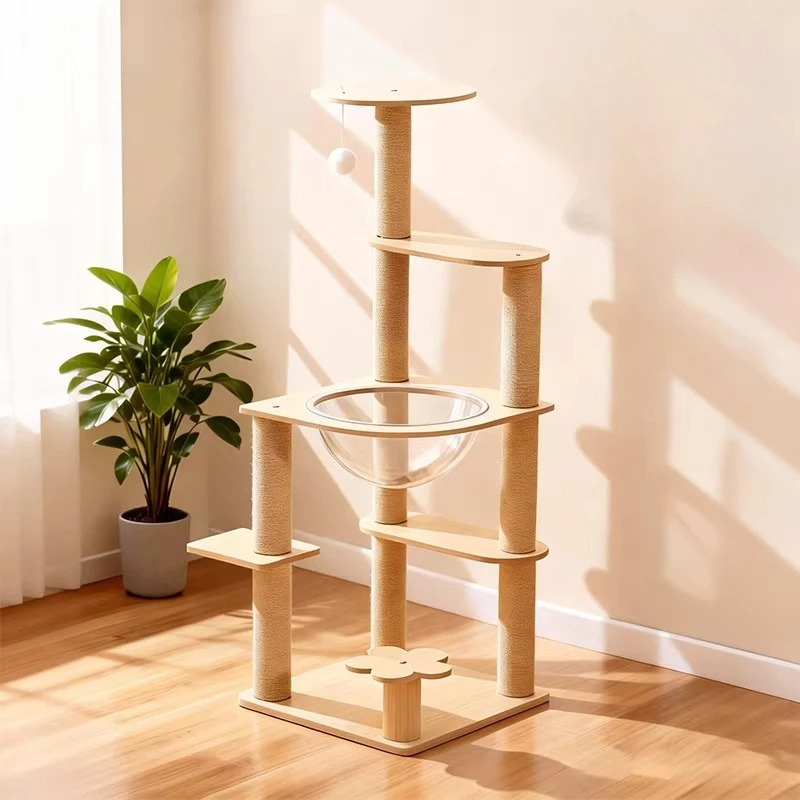 Things Towers Cat Tower Scrapers Accessories Castle Climbing Cat Tower Tree Post Stairs Wooden Rascador De Gatos Cat Supplies