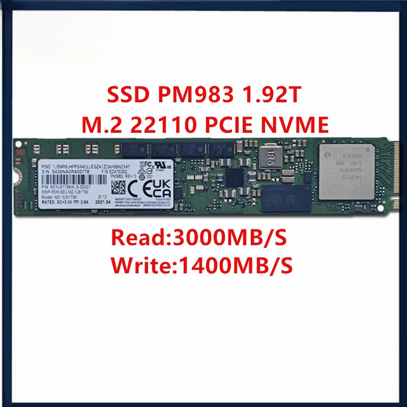 New For Samsung PM983 1.92T 3.84T SSD Solid State Drive 22110 Size Nvme Protocol Enterprise Pcie3.0  U.2