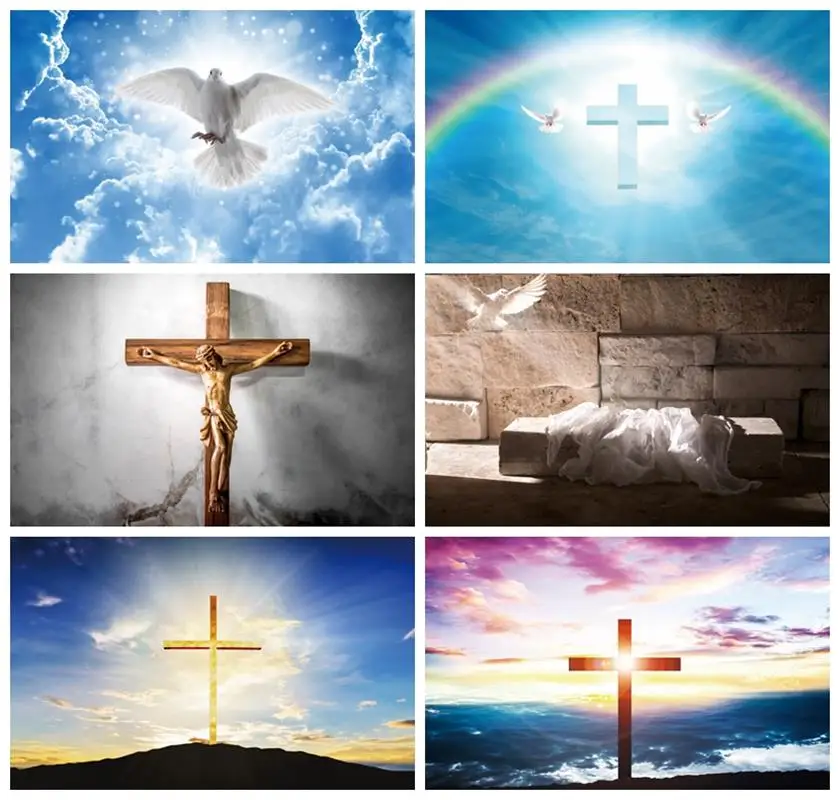 

Laeacco Jesus Christ Cross Backdrop Holy Light Beams Dove Peace Symbolic Church Decor Christian Portrait Photography Background