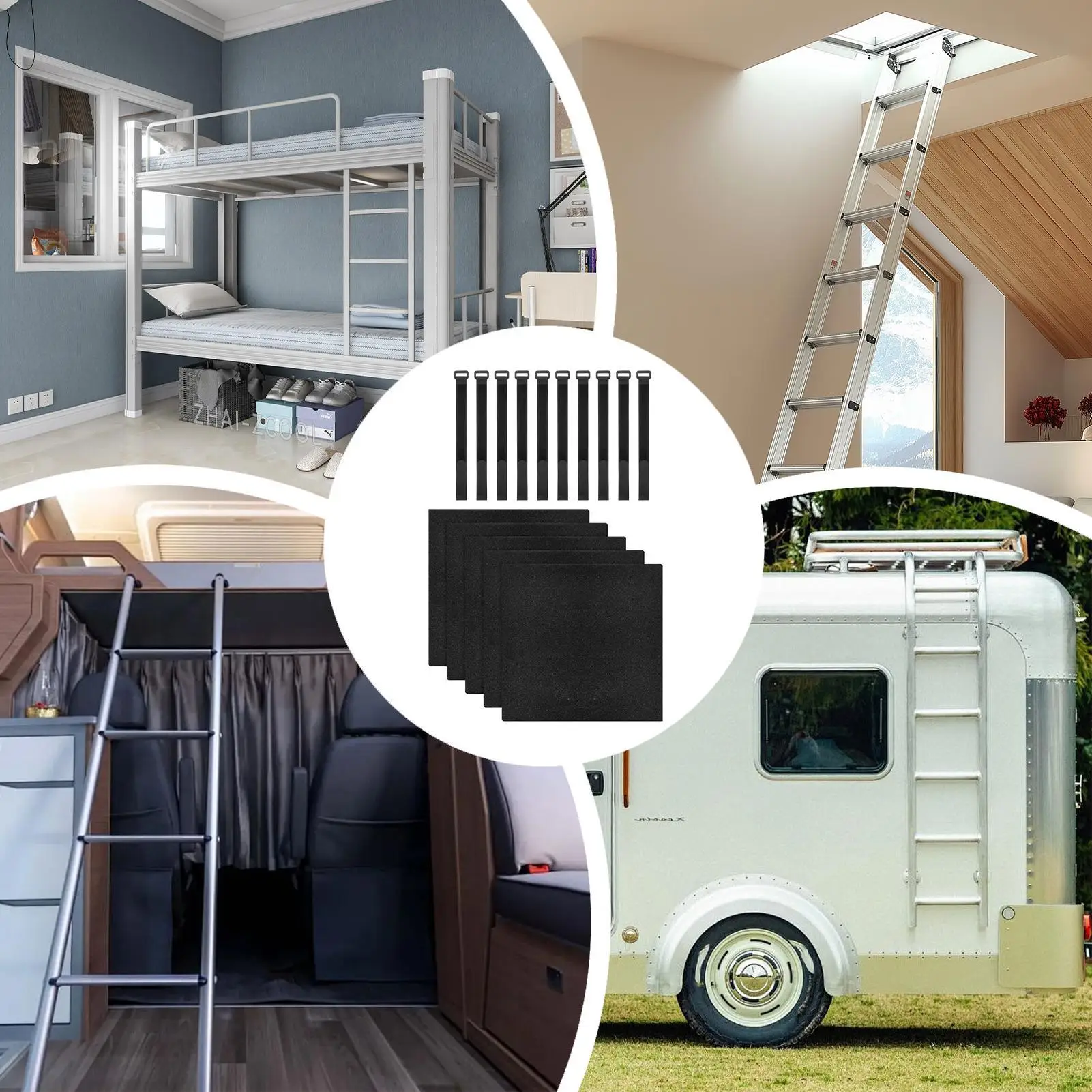 Ladder Step Pads 5 Pieces Soft Protector Loft Bed Ladder Pads With 10 Adjustable Hoop Straps For Dorm College RV Kids Room