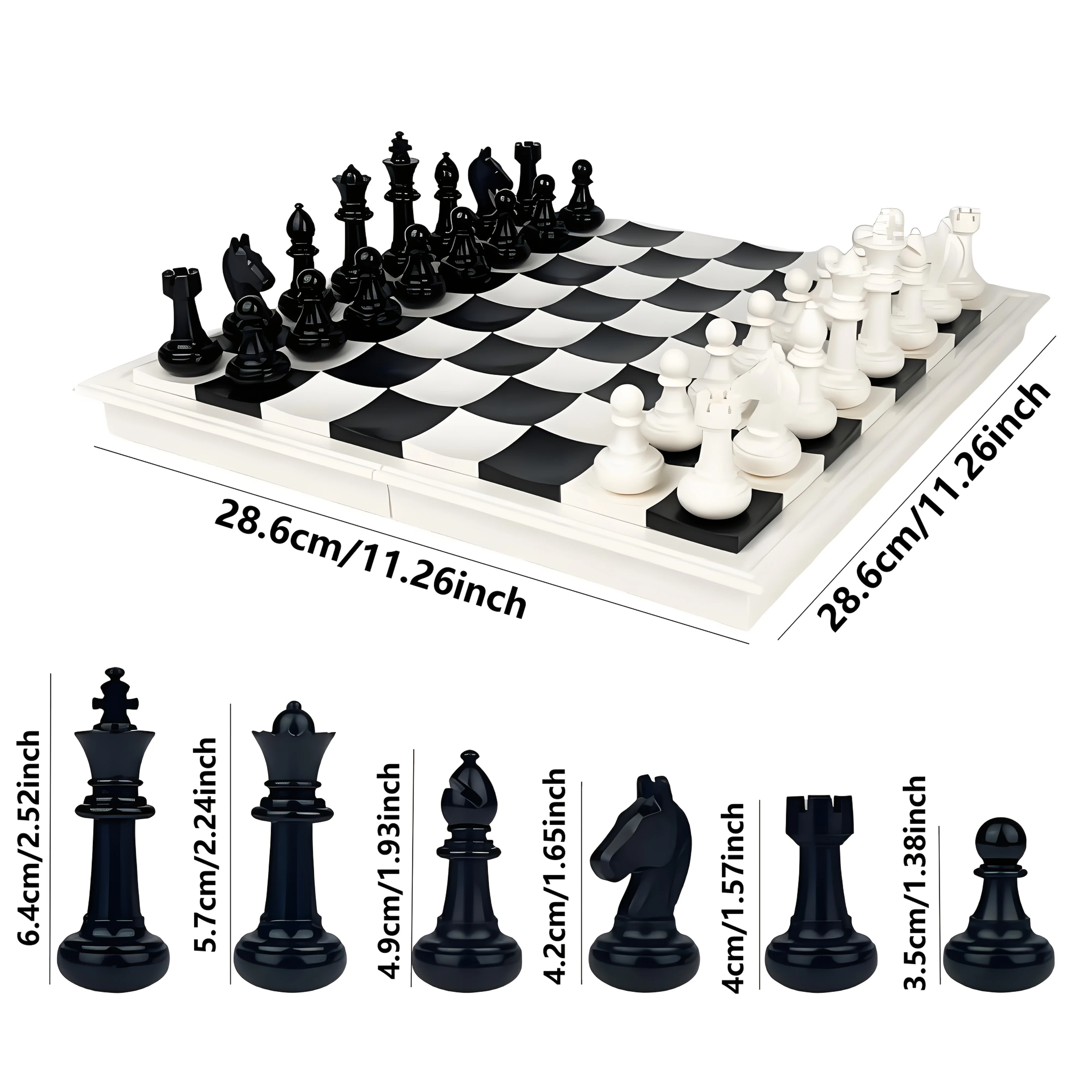 1 Set Black and White Design Folding Chess, Tumbler Board, Assembly Building Block Entertainment Game Board, 28.6cm / 11.26 in