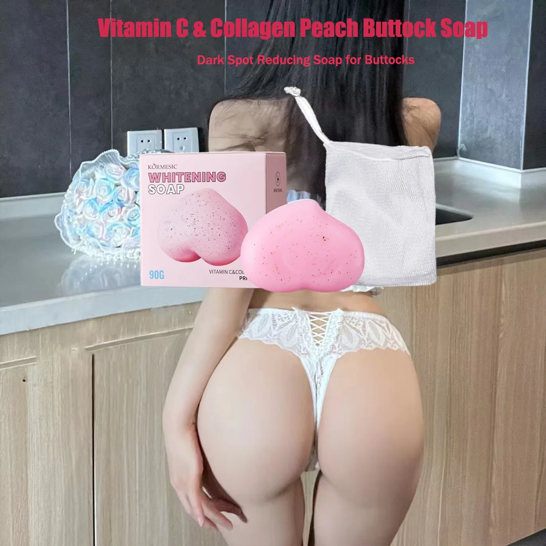 Vitamin C & Collagen Heart-Shaped Peach Buttock Soap Dark Spot Reducing for Buttocks Joint & Underarm Brightening Body Soap