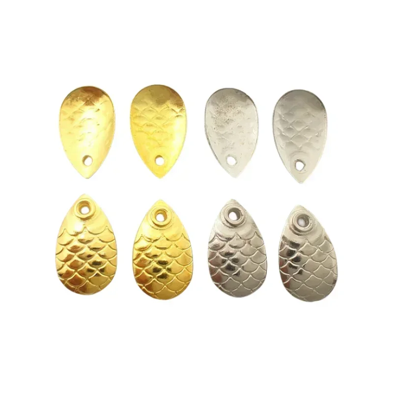 50pcs Fishing Lure Blade Mixed Size Small Gold Silver Fish Scale Spinner Rings Blades DIY Fishing Spoon Accessories