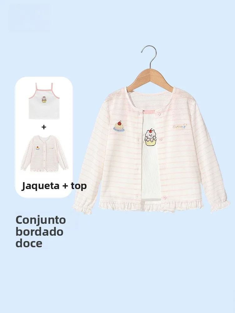 cute-girl's-summer-outfit-set-long-sleeve-embroidered-ruffle-hem-jacket-two-piece-set-combed-cotton-viscose-fiber-cotton-spandex