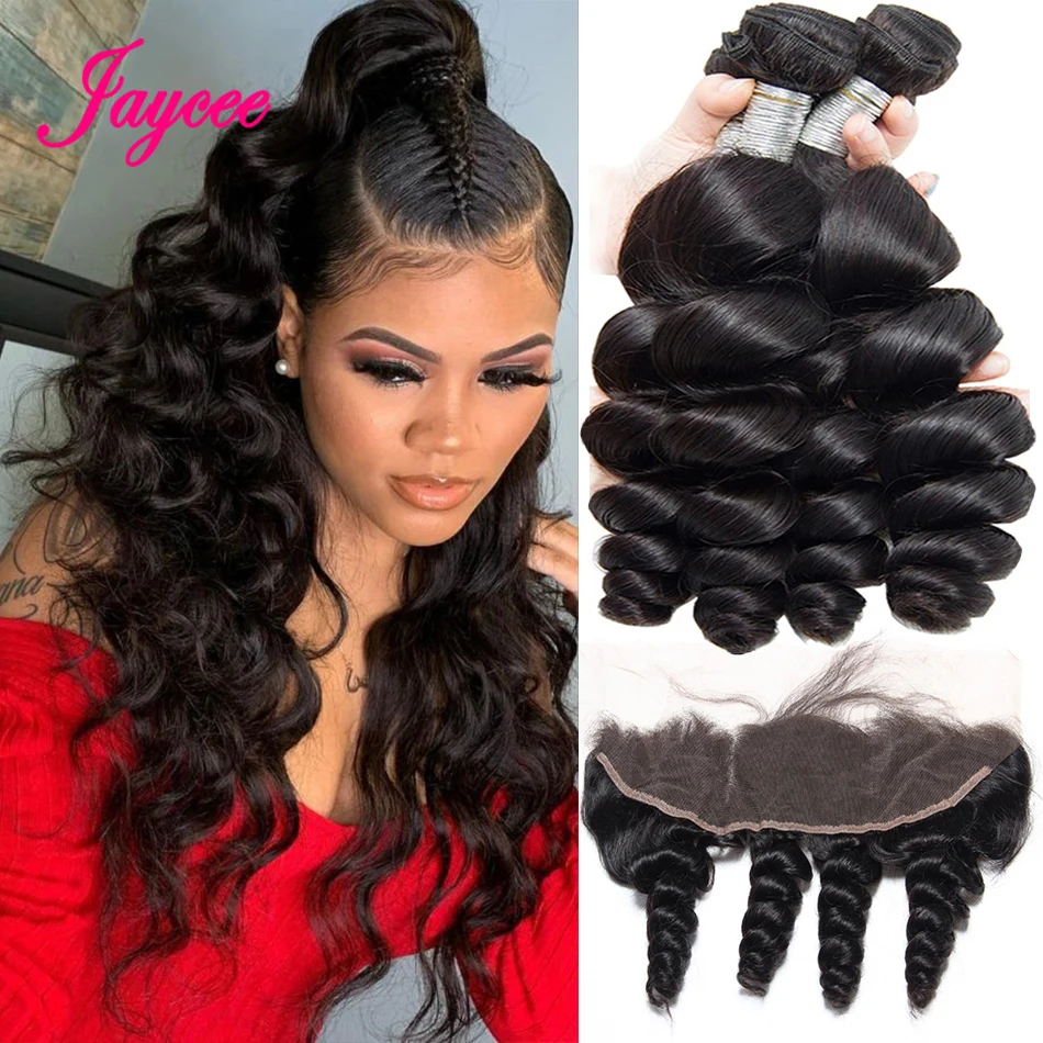 Malaysian Hair Bundles With Frontal Unprocessed Virgin Human Hair Closure and 3 4 Bundles Deal Loose Wave Bundles With Closure