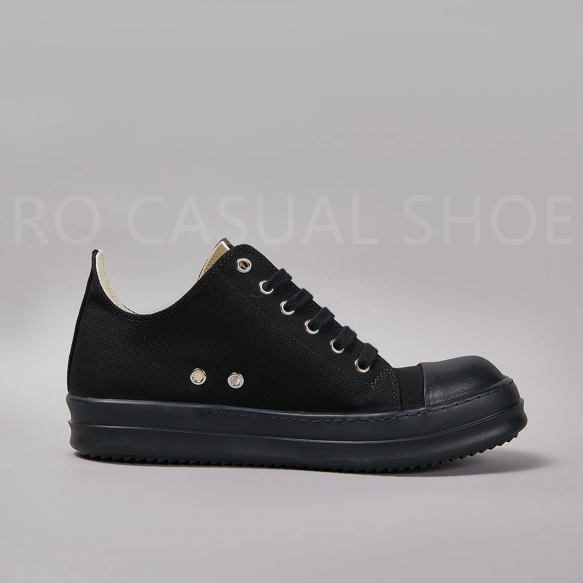 Ricks-Owens sapatos de lona preta para homens e mulheres, com renda, ao ar livre, design de luxo, baixo, qualidade superior, moda, casual