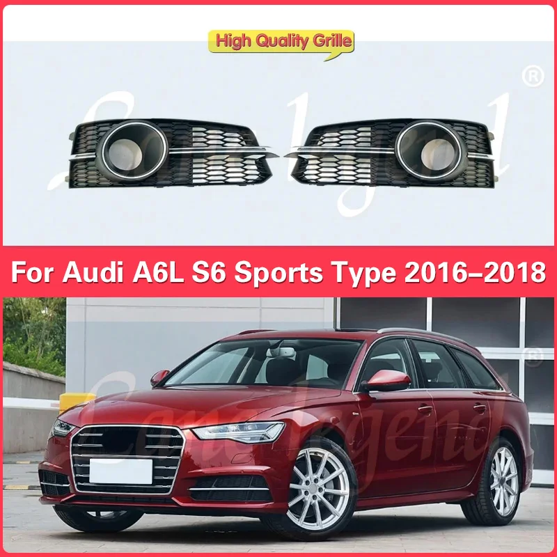 For Audi S6 A6 S-Line C7 facelift 2016 2017 2018 Car Front Bumper Fog Light Cover Fog Lamp Frame Grille Auto Accessories