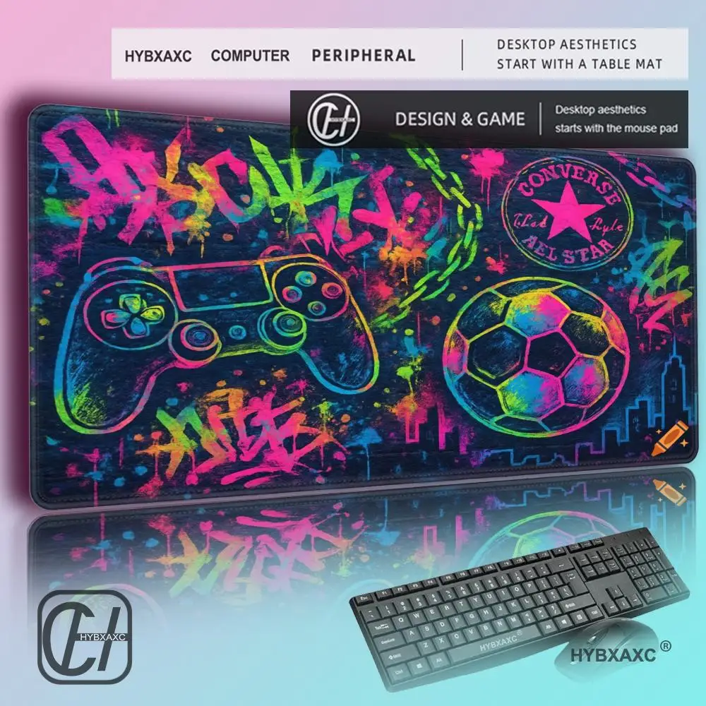 

Коврик для мыши HYBXAXC, нескользящий, с прошитыми краями, для офиса, гейминга, учебы, с граффити, утолщенный, большой, для письма