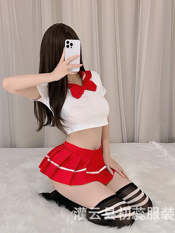 Lingerie New Female Sexy Student Pleated Skirt Set Mini Mature Charm Elegant Short School Uniform Role Playing Uniform Set NIML