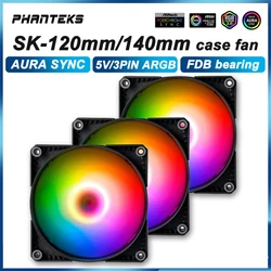 PHANTEKS SK-12/14CM 5V 3PIN ARGB Computer Case Cooling Fan AURA SYNC FDB Hydraulic Bearing 4PIN PWM Quiet CPU Cooler Fan