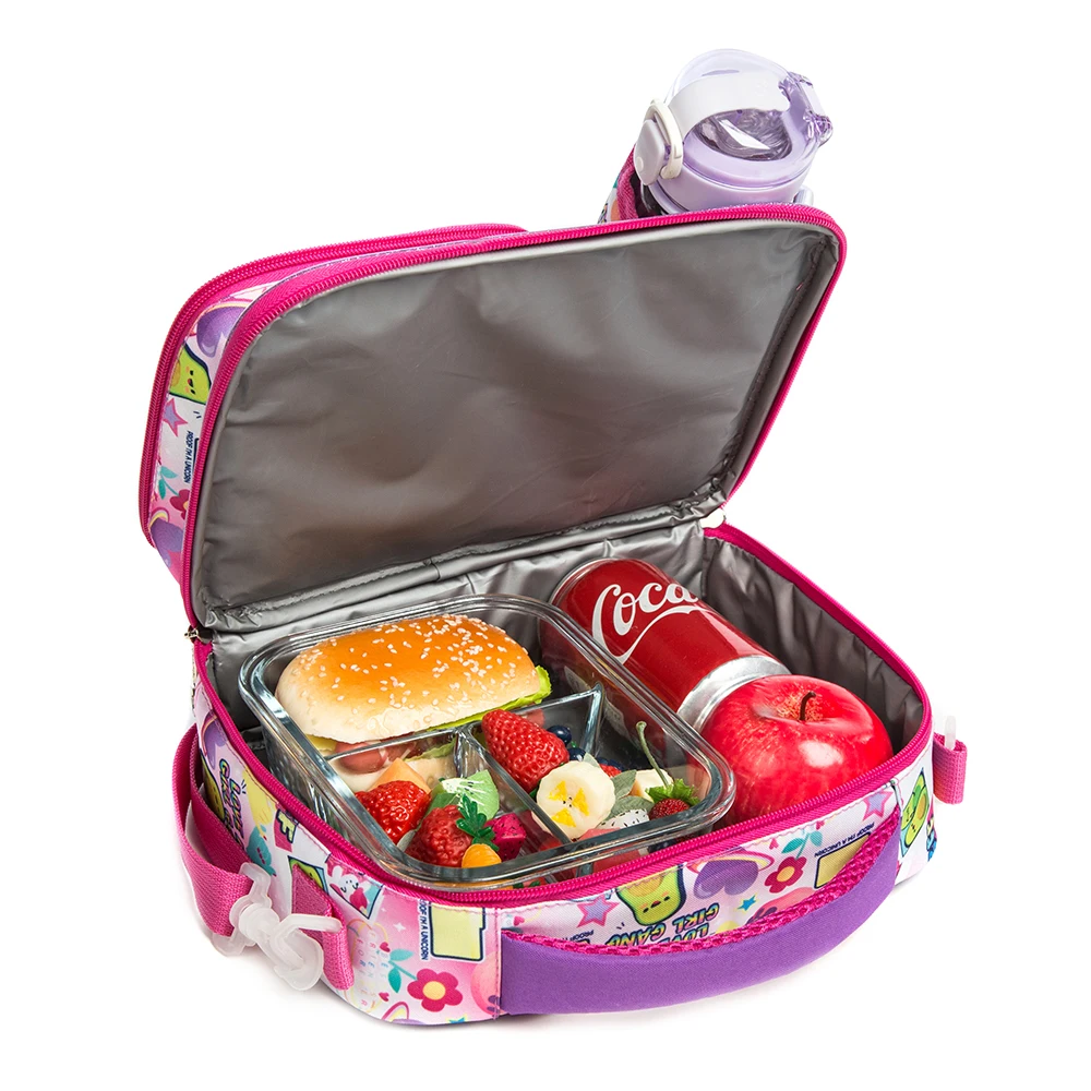 Lunch Bags Cute Food Bags for Kids Girls Large Capacity Bolsas De Almuerzo Lunch Box with Bottle Pocket Shoulder Lunch Bags 2022