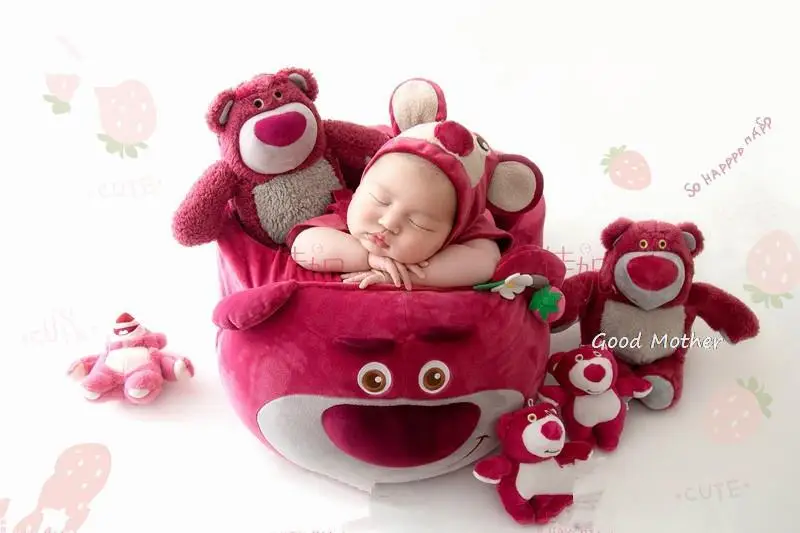 New child photo props strawberry bear baby photography theme studio children photography clothing new