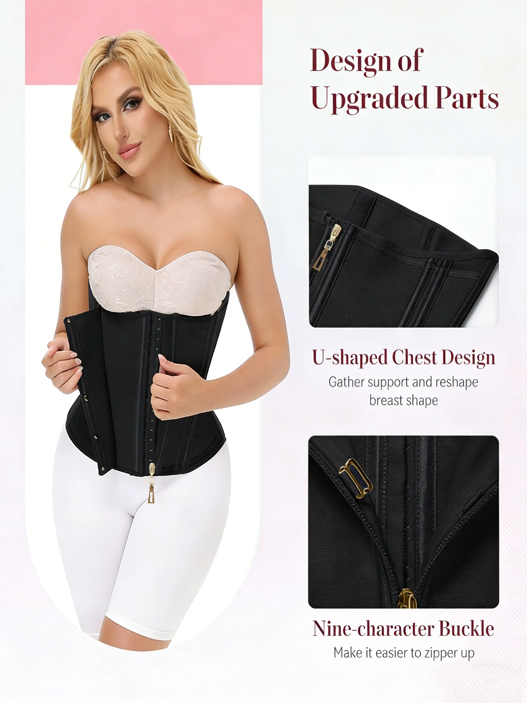 

Hourglass Waist Trainer Tummy Control Workout Cincher Corset Shapewear for Women Full Body Slimming Fitness Band