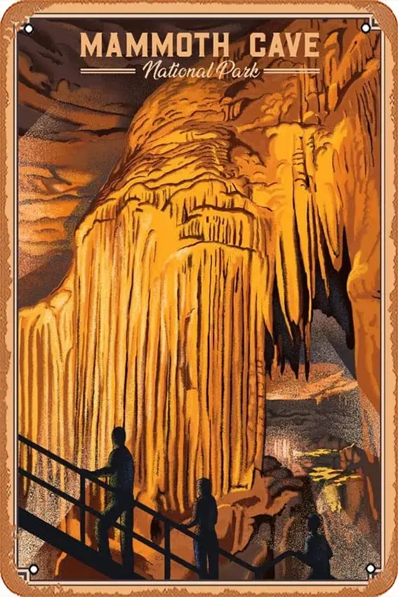 Tin Sign Vintage Mammoth Cave National Park,Kentucky,Lithograph 109331 Bar Club Family Bathroom Toilet Cafe Funny Wall Deco sign