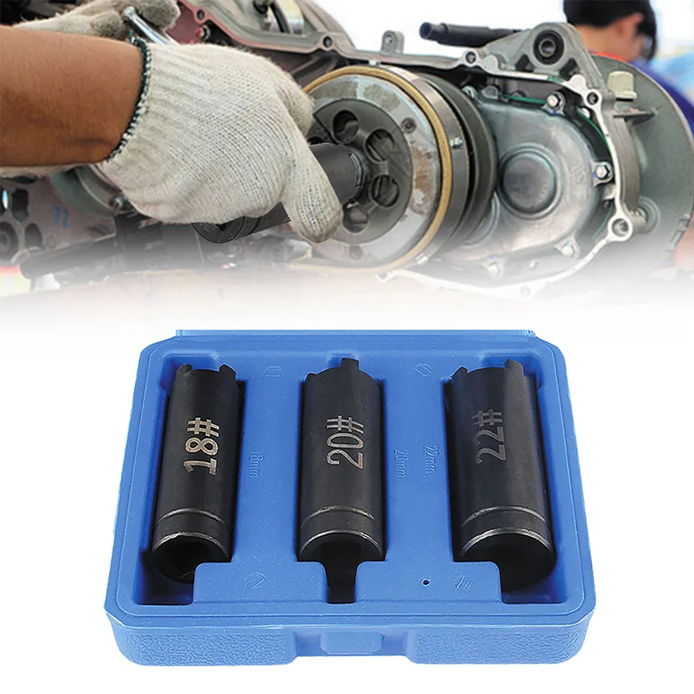 

Motorcycle Clutch Nut Removal Motorcycle Repair Wrench Tool Four-claw Sleeve 3 PCS 18mm 20mm 22mm Starter Disk Removal Tool