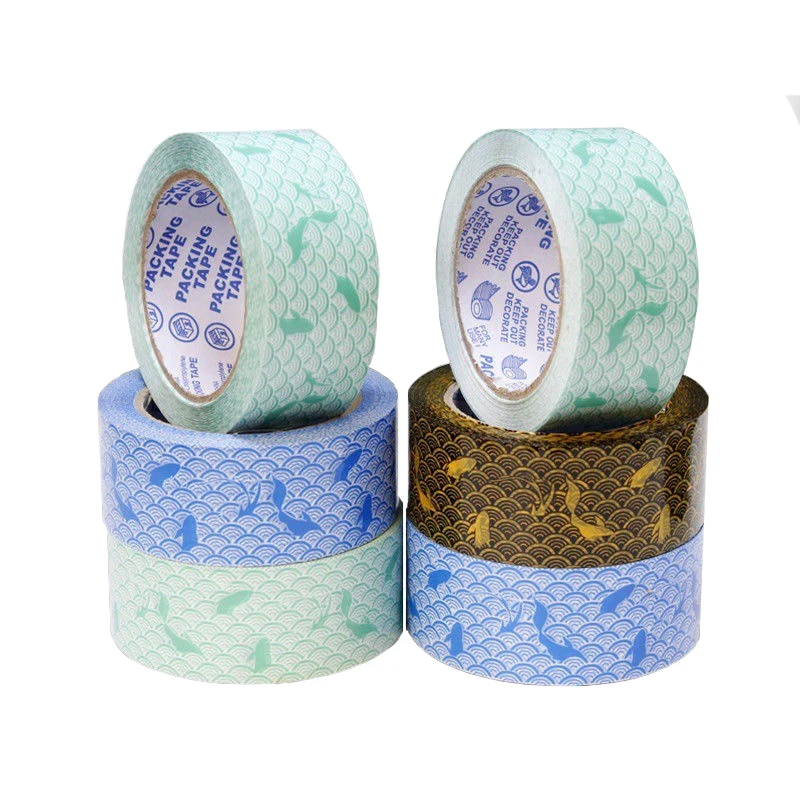 4.5cm x 100Meters Self Sealing Tapes Koi Fish Printed Packing Tape Express Box Tapes  Stationery Adhesive Tape Office Supplies