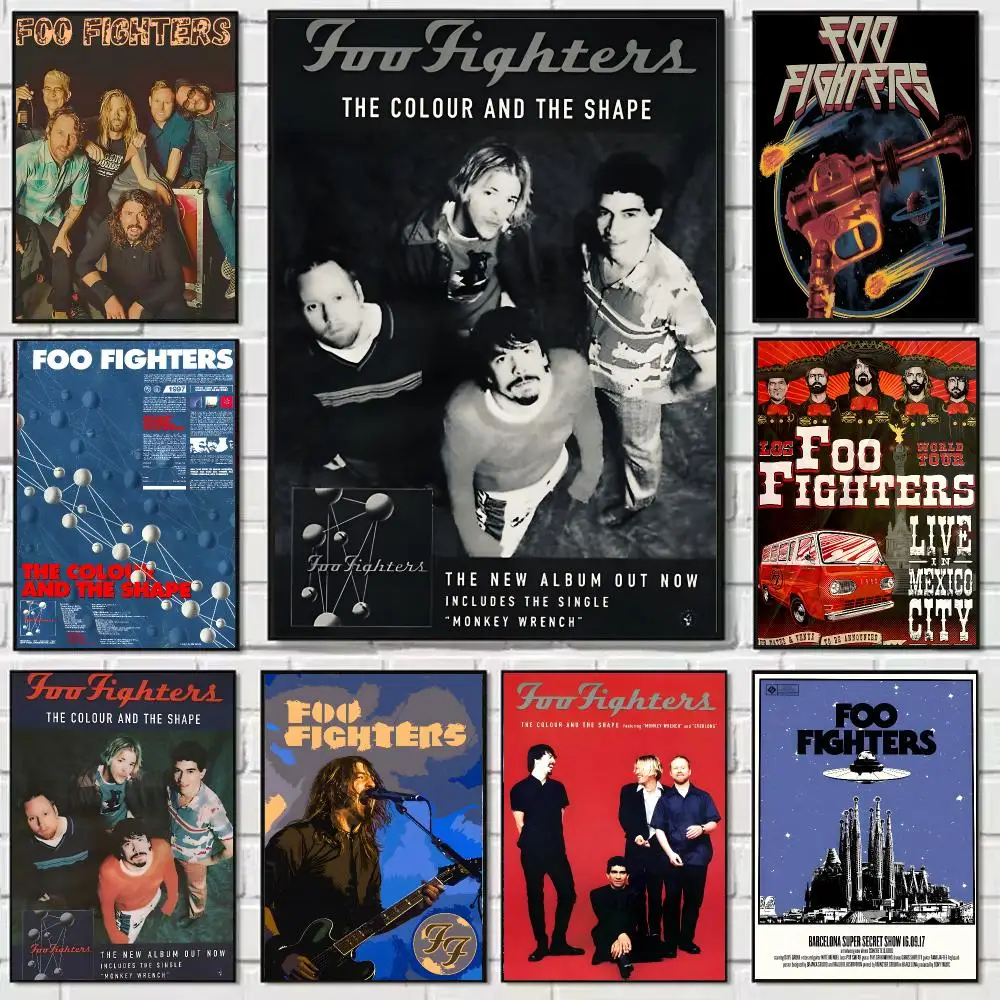 Rock Band F-Foo Fighters Poster Self-adhesive Art Waterproof Paper Sticker Coffee House Bar Dorm Room Wall Decor