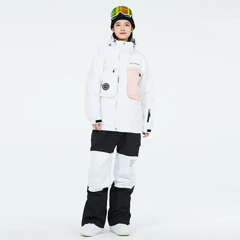 Winter Warm Hooded Jacket Pants Women Ski Suits Outdoor Waterproof Man Snow Sets Mountain Female Snowboard Costume Clothes