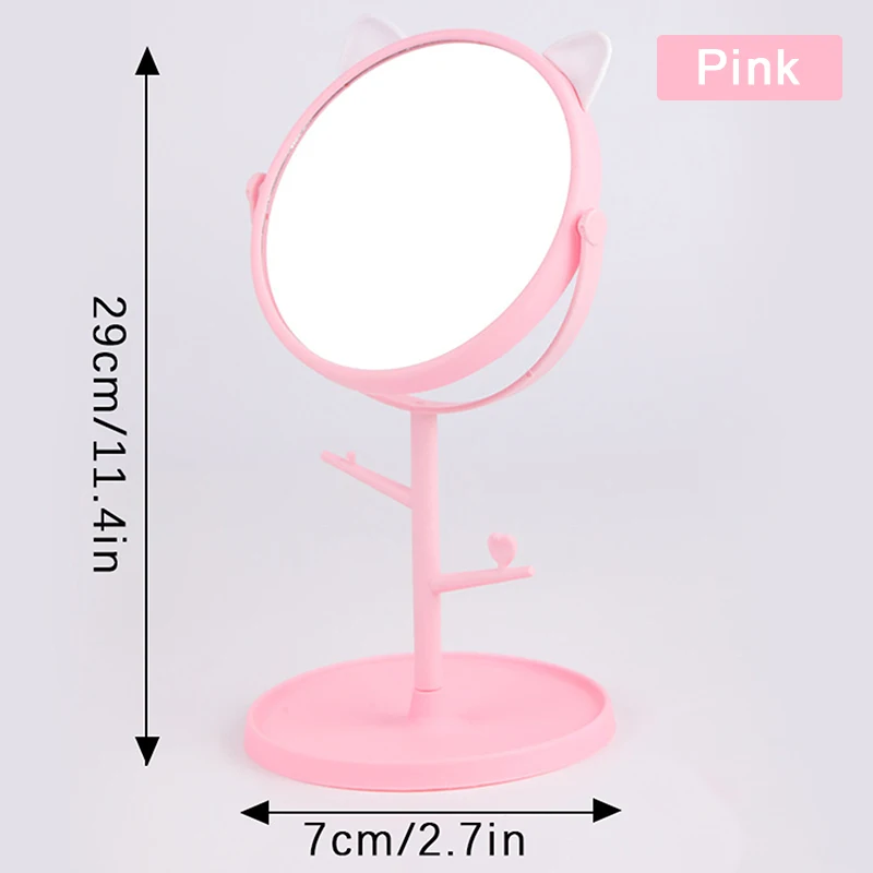 Cat Ear Makeup Mirror Practical Desktop Makeup Mirror Portable With Folding Stand Square Makeup Mirror For Women Of All Ages