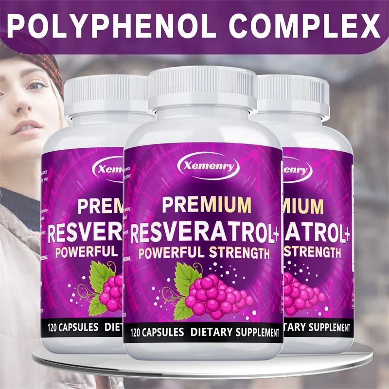 

Resveratrol Capsules - Promote Brain Health, Joint Health, Enhance Immune System, Anti-oxidation, Anti-aging, Improve Energy