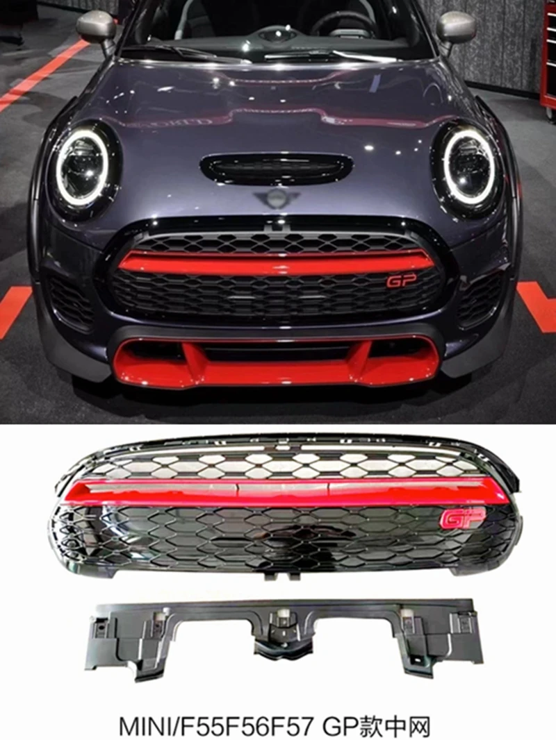 

GP Style Grille For BMW Mini F55 F56 F57 2014-2021 Front Bumper Upper Frame Trim Grill Black Cover Head Tail Rear Lamp Light