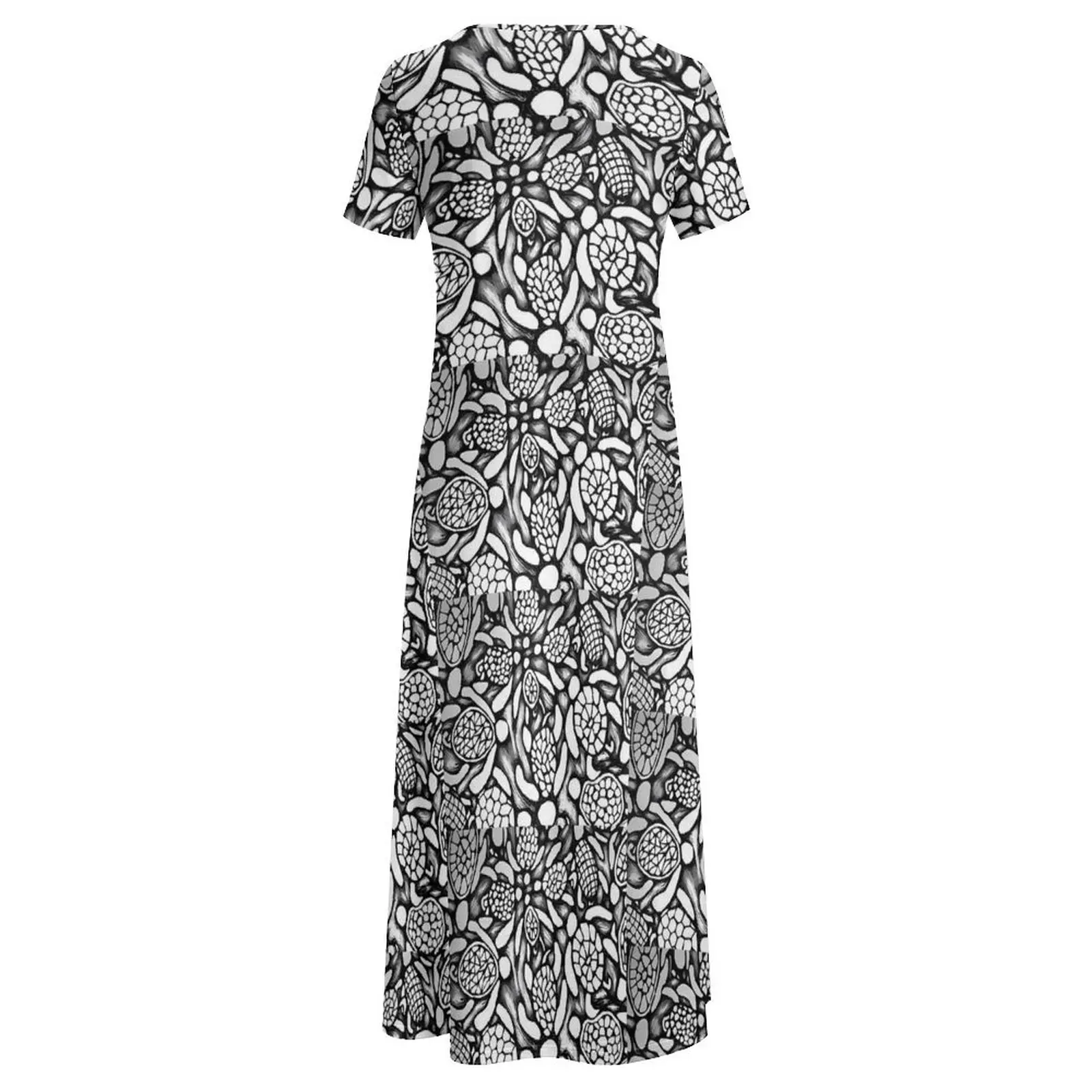 Abito con tartarughe in bianco e nero Animale Divertente Boho Beach Abiti lunghi Abito lungo retrò femminile di grandi dimensioni 6XL 7XL
