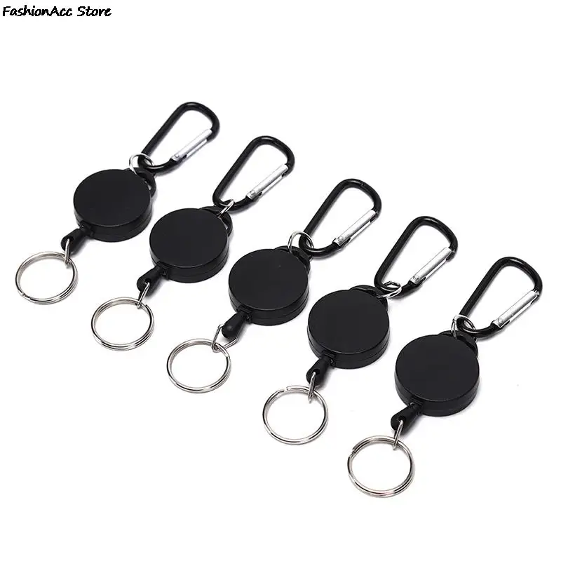 1PCS Black Retractable Keychain Reel Cord Recoil With Keyring Badge Clip Anti Loss Anti Theft Keychain Hot Sale