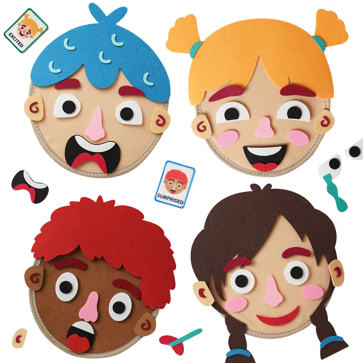 Social Emotional Learning Activities Sensory Toys for Kids-Montessori Toys with 2 Face Boards 9 Emotion Cards Gifts for Children