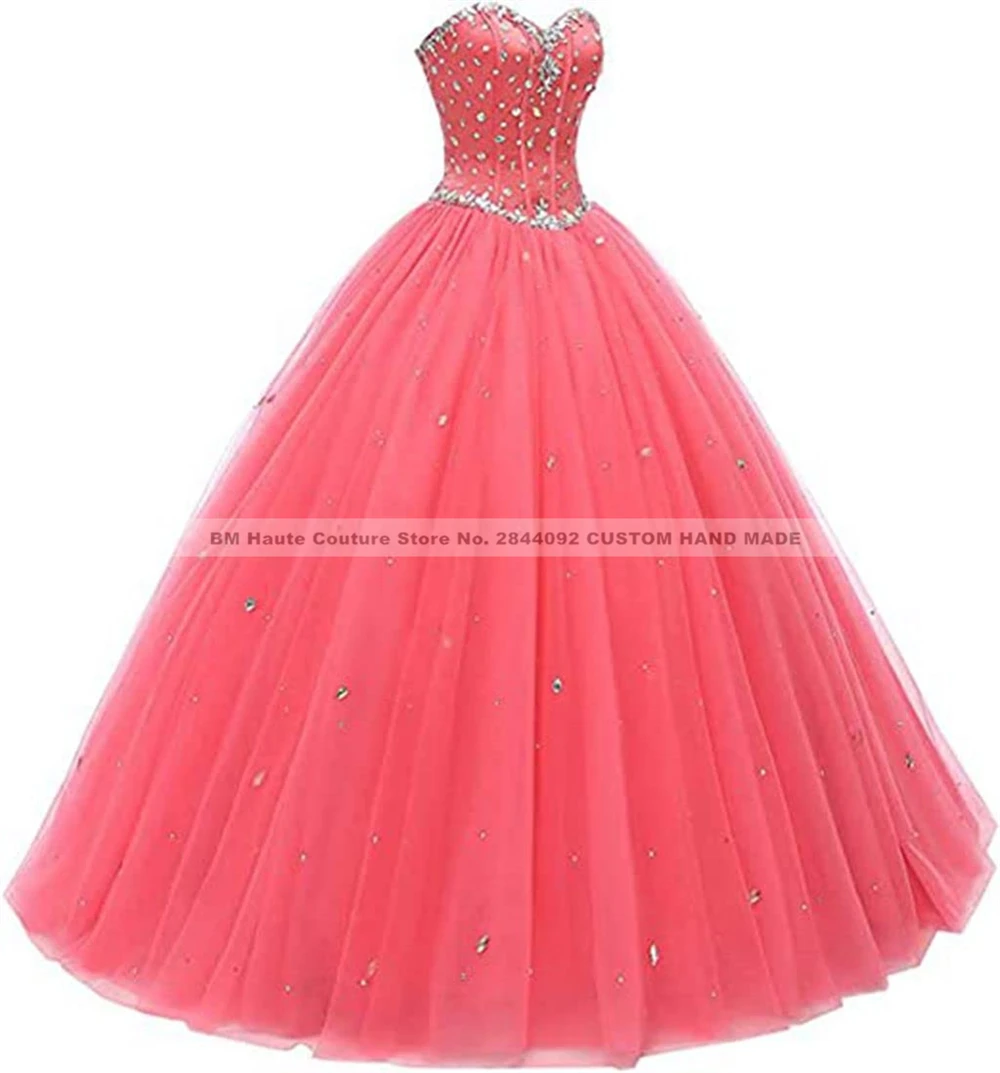 Gaun Pesta Dansa BM Gaun Quinceanera Tulle Gaun Ulang Tahun Gadis 16 "Manis Pesta Prom Buatan Tangan Vestido 15 Anos