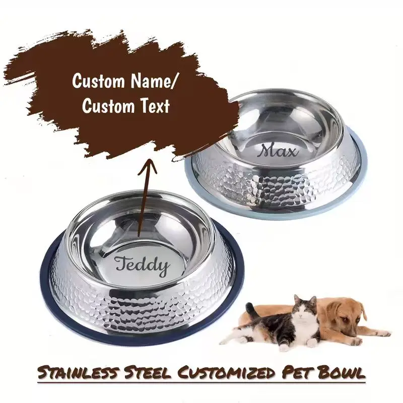 

Customizable Non-Slip Pet Bowl - Personalized Stainless Steel Food and Water Bowl for Dogs and Cats, Engravable with Names, Ideal Pet Gift, Pet Gift Bowl | Customizable Pet Bowls | Durable Pet Bowl