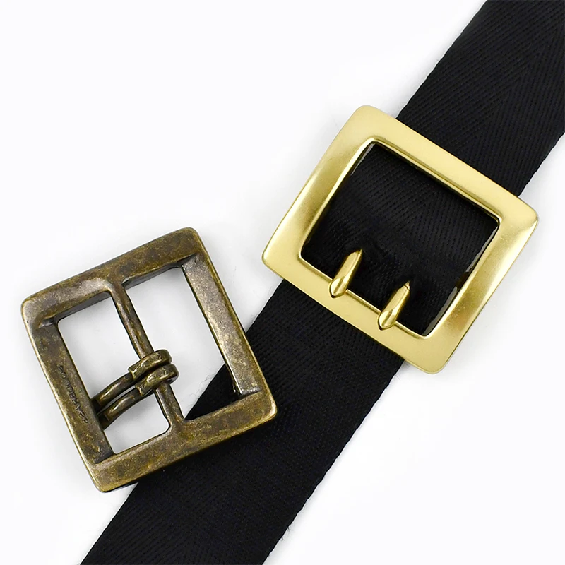 1Pc 40mm Retro Solid Brass Belt Buckles Men Pure Copper Metal Double Pin Buckle for Blet 38-39mm DIY Leather Craft Needle Clasp