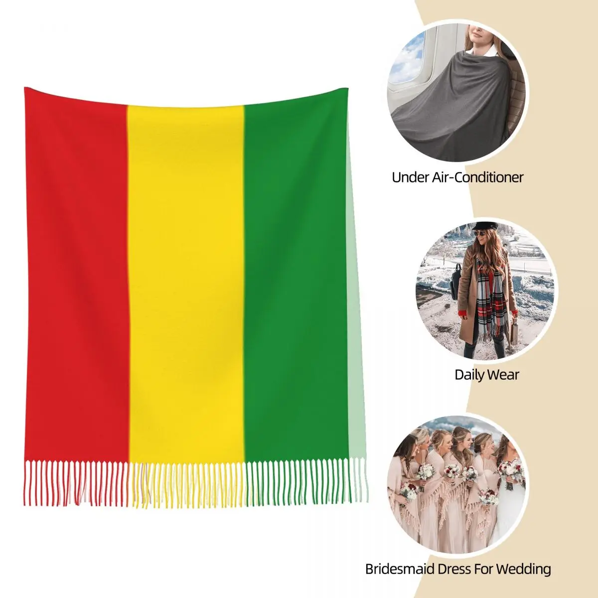 Women\'s Scarf with Tassel Rasta Judah Lion Ethiopian Long Winter Fall Shawl and Wrap Lion of Judah Flag Gifts Cashmere Scarf