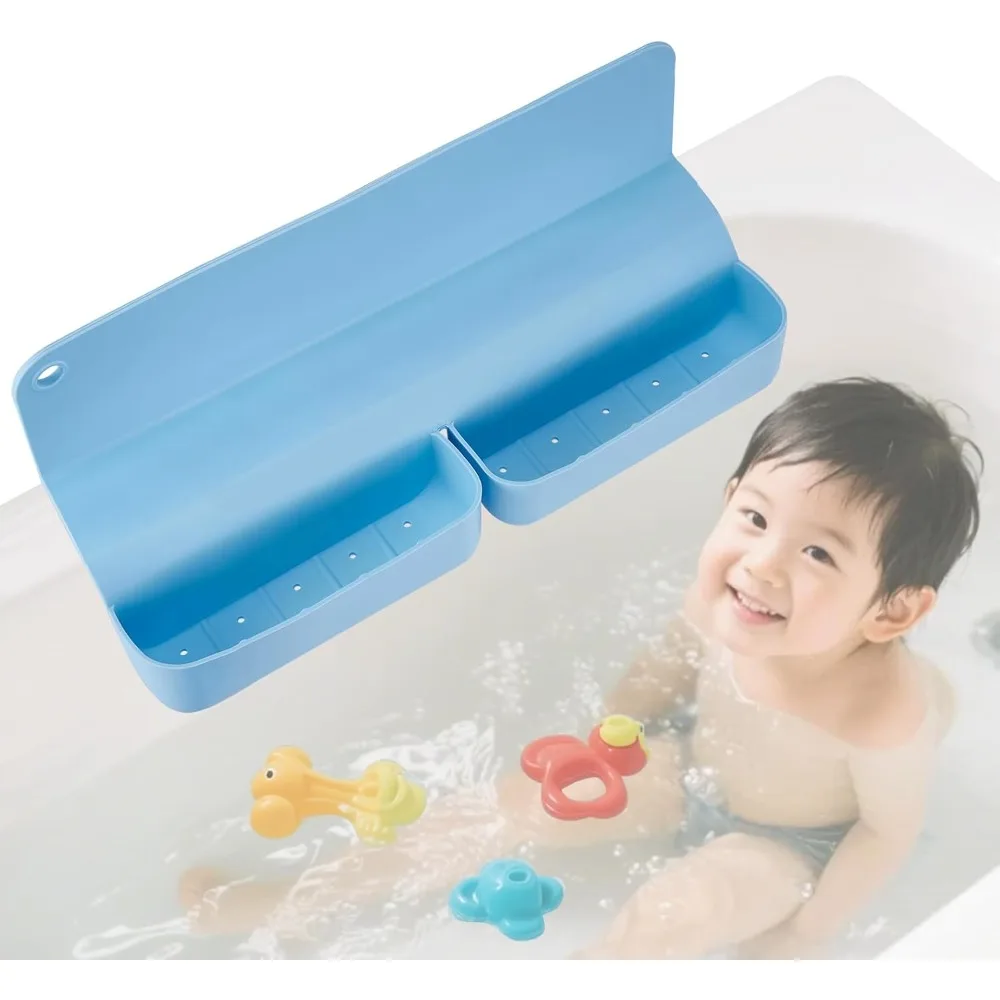 

Брызговик для ванны, брызгозащищенные водяные щитки для полки для ванны, силиконовый брызговик для ванны с карманами для хранения игрушек и присоской