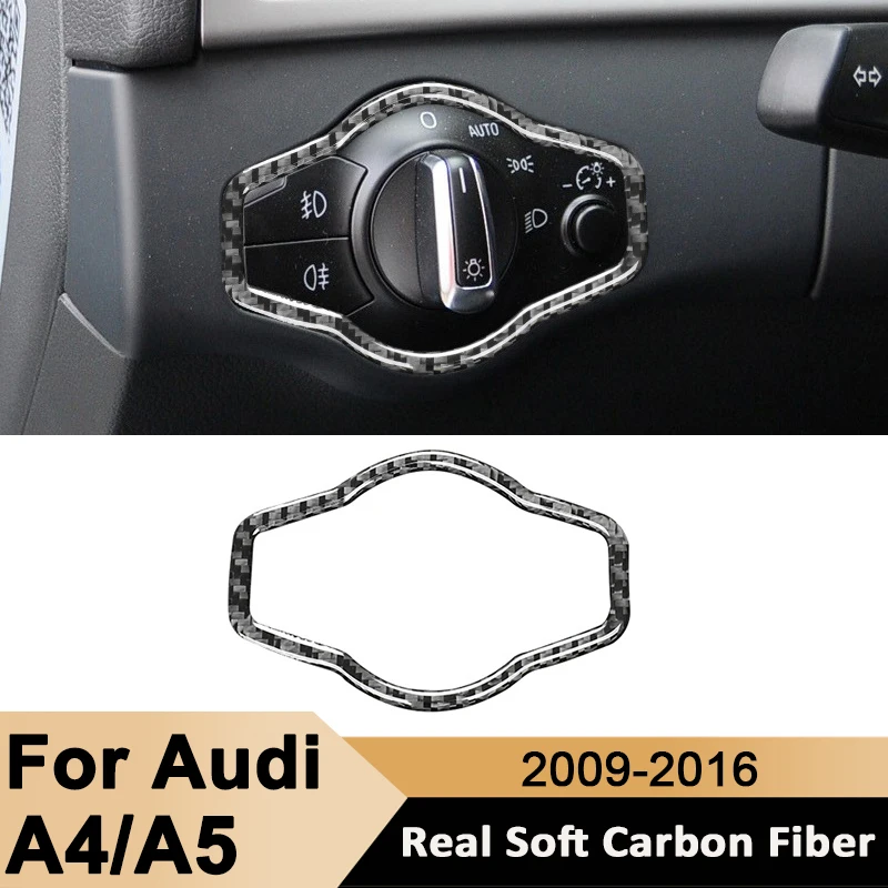 

For Audi A4 A5 2009-2016 Carbon Fiber Auto Headlight Adjustment Panel Trim Frame Interior Decorative Sticker Accessories