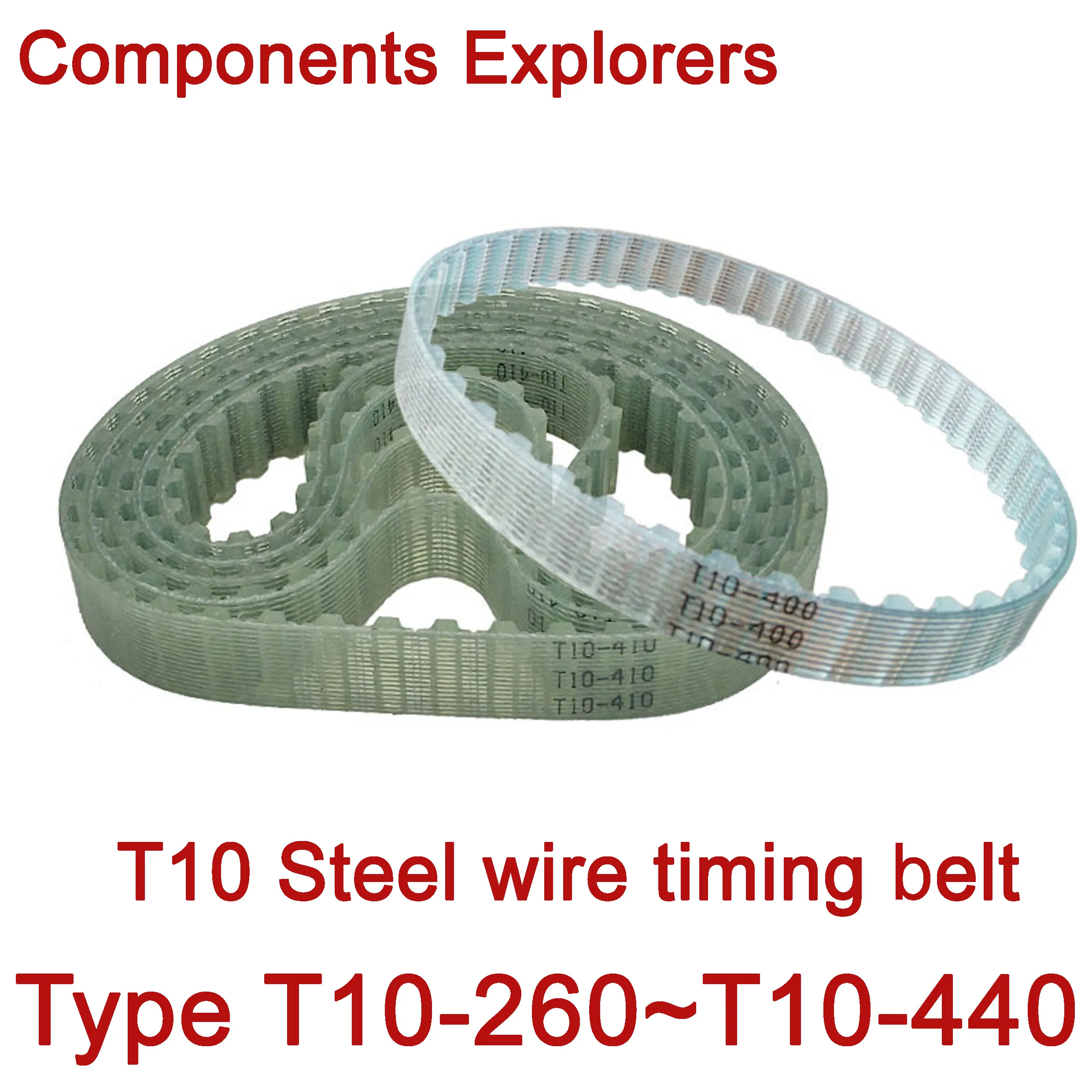 Correa de distribución de bucle cerrado de alambre de acero T10 PU, T10-260, 300, 330, 340, 370, 400, 410, 420, 430mm de ancho, 15mm/20mm/25mm