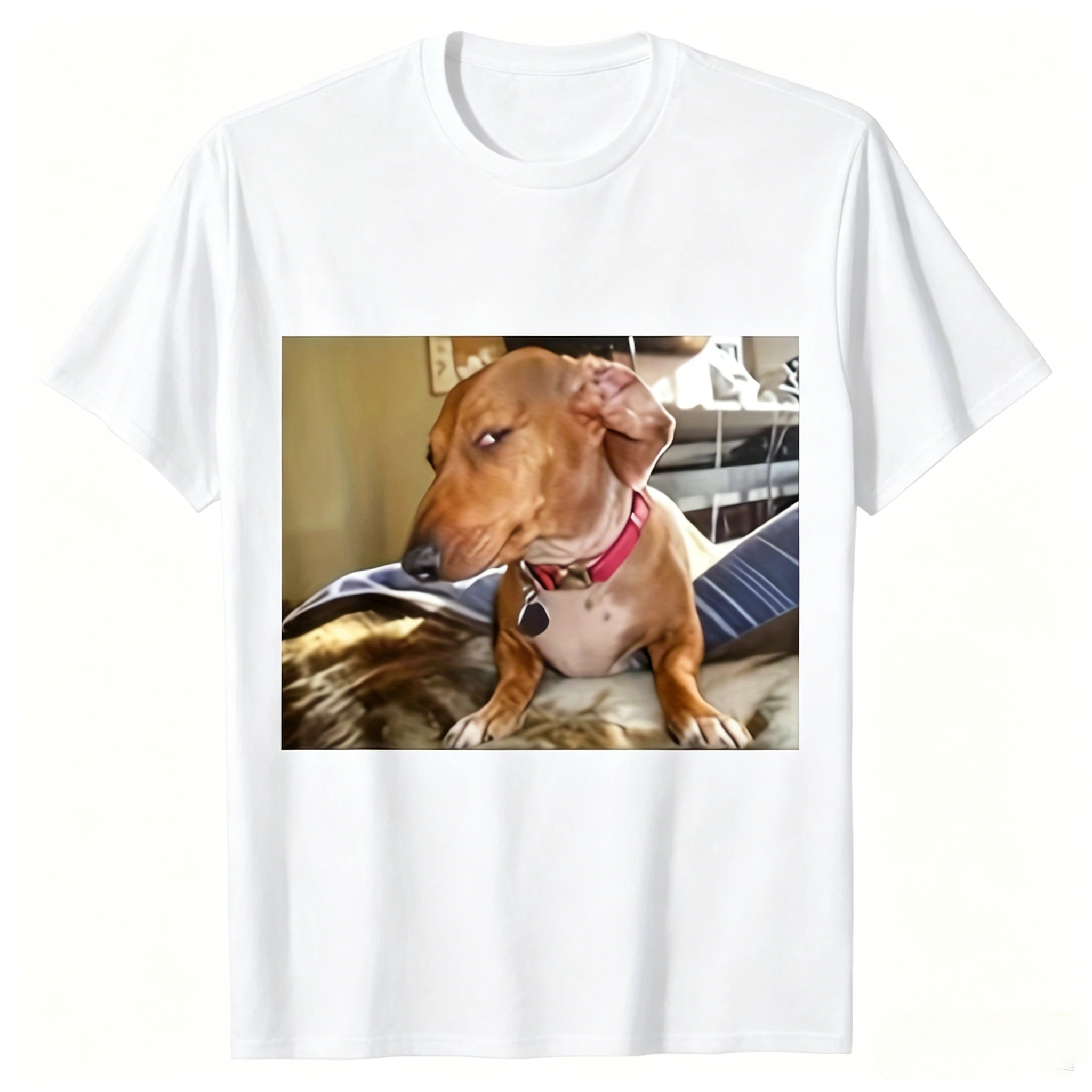 Sassy Side Eye Dachshund Meme Graphic T Shirt Funny Wiener Dog Print Dog Lover Gift Unisex Casual Cotton Short Sleeve Tee